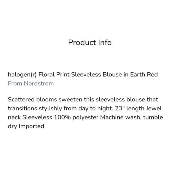 Halogen Floral Print Sleeveless Blouse - Picture 9 of 9